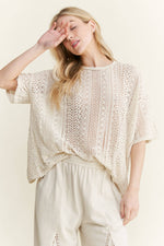 MineralWashed Lace summer blouse top HT6394 : Natural / S-M-L / 2-2-2