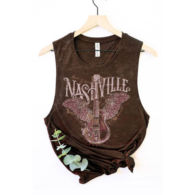 NASHVILLE MINERAL GRAPHIC TANK TOP: MINERAL VINTAGE BLUE / XL