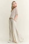 MineralWashed Lace summer blouse top HT6394 : Natural / S-M-L / 2-2-2