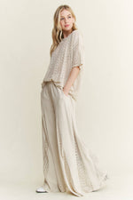 MineralWashed Lace summer blouse top HT6394 : Natural / S-M-L / 2-2-2