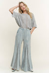 Mineral Washed Lace Flare Hippie boho Pants HP6566: Natural / S-M-L/ 2-2-2