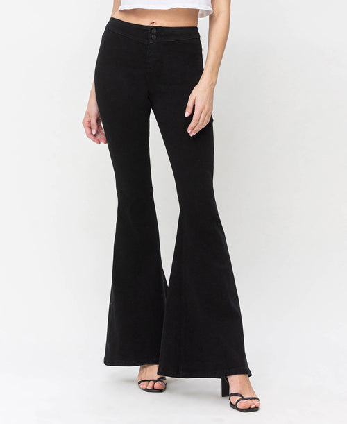 BLACK HIGH RISE SUPER FLARE JEANS LV1149: CLEVERLY / 28