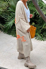 Love & Peace Exposed Seam Knit Sweater Long Cardigan: Beige / M