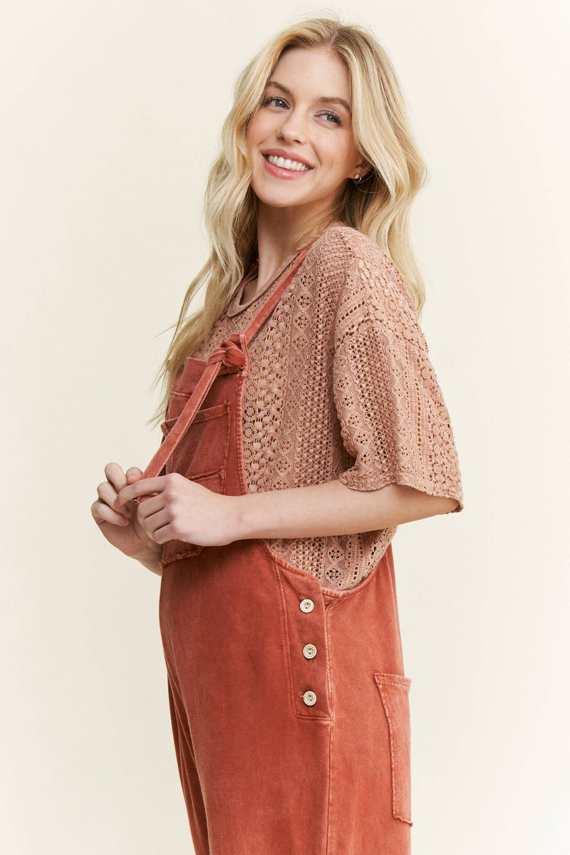 MineralWashed Lace summer blouse top HT6394 : Natural / S-M-L / 2-2-2