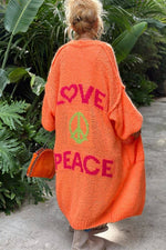 Love & Peace Exposed Seam Knit Sweater Long Cardigan: Beige / M