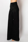 Embellished and stretch wide leg black denim jeans