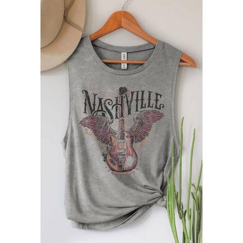 NASHVILLE MINERAL GRAPHIC TANK TOP: MINERAL VINTAGE BLUE / XL