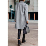 Solid Zipper Thick Knit Fit Suit Coat: GREY / L