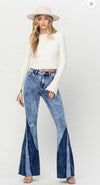 Flying Monkey denim flare with dark wash detail