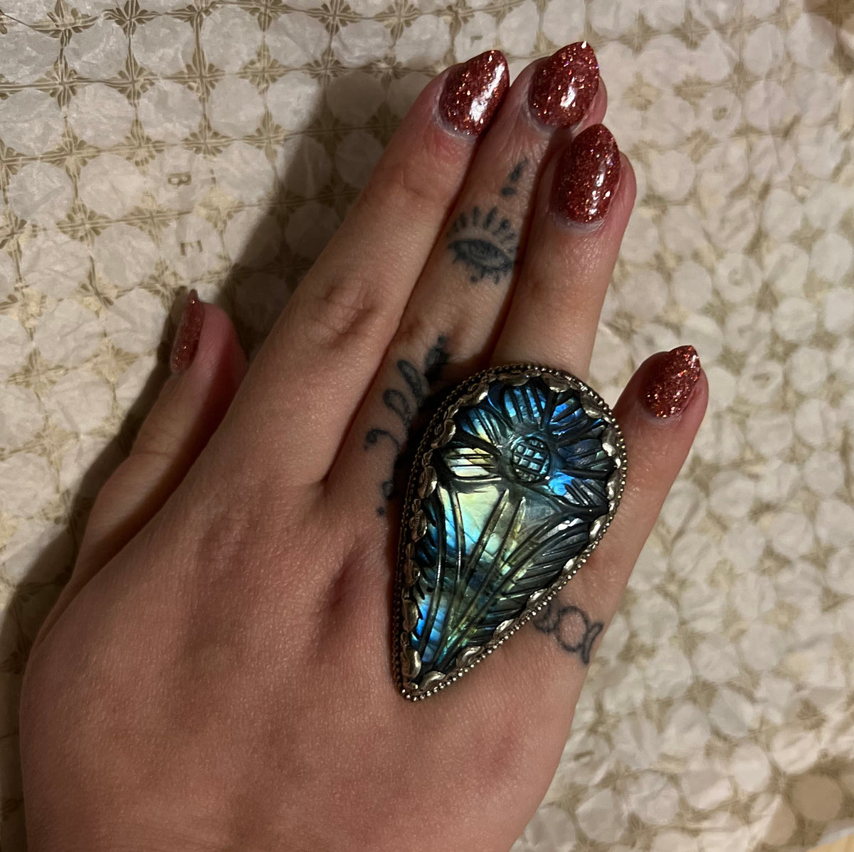 Carved Labradorite Ring