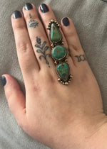 Double Tears and Circle Turquoise Adjustable Ring