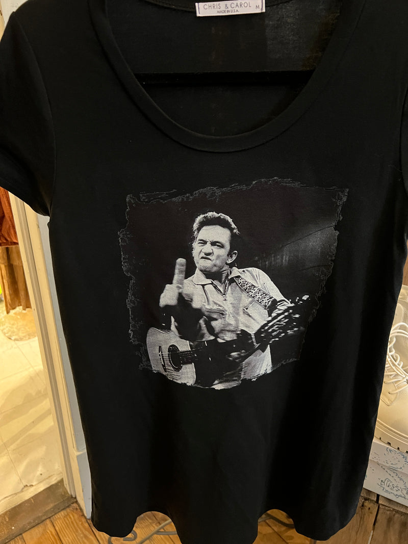Black Johnny Cash Attitude Short Sleeve Shirt
