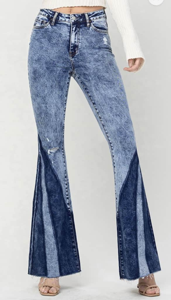 Flying Monkey denim flare with dark wash detail