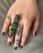 Double Tears and Circle Turquoise Adjustable Ring